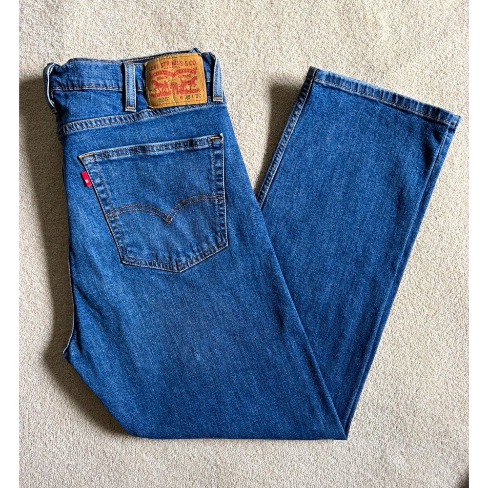 Levi's Men's Regular Fit Straight Leg Jeans Blue Medium Wash Denim 500